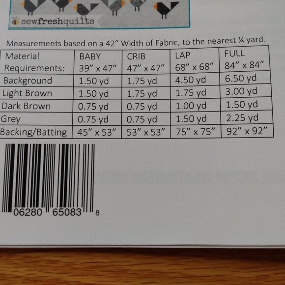 Bear Paw Quilt Sewing Pattern Modernitional Grizzly Baby Lap Full Made in Canada - Picture 7 of 7